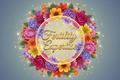 a logo with the characters "Fertility Expertise" With Flowers and Bright colours and subtle stars and magical bursts