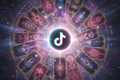 tiktok logo with tarot cards and bright magic